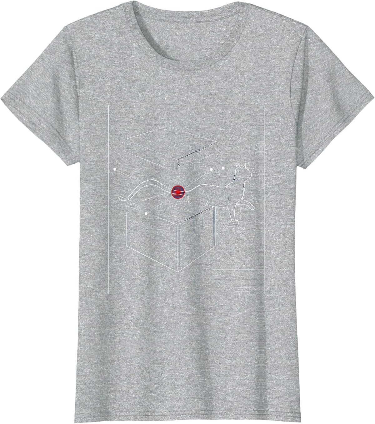 Women's Cat Drafting Sheet Quantum Physics Humor Science Geek T-Shirt - Heather Grey