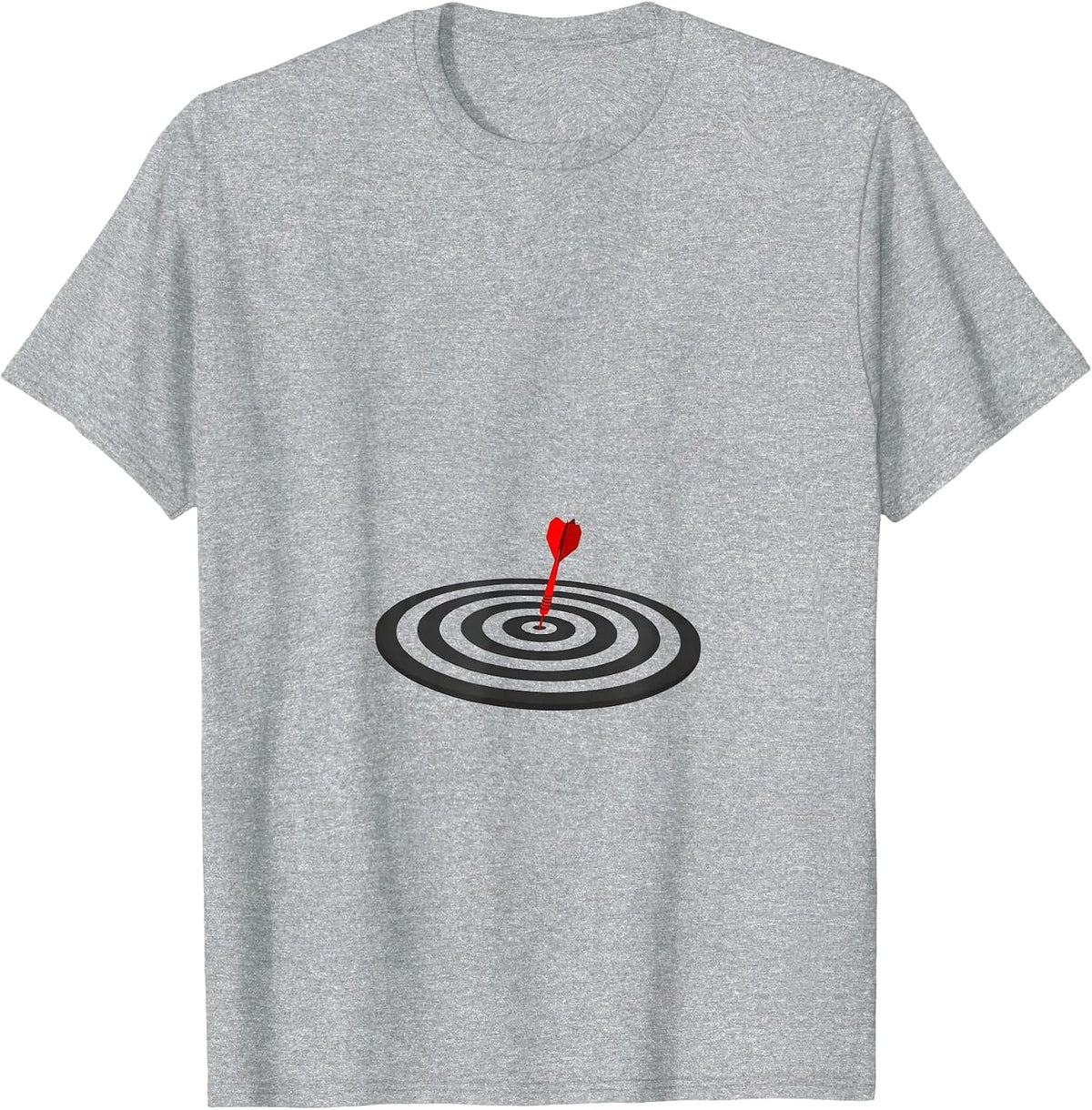 Men's Ring-and-Dart Minimalist Humor Target Shooting Gift T-Shirt - Heather Grey