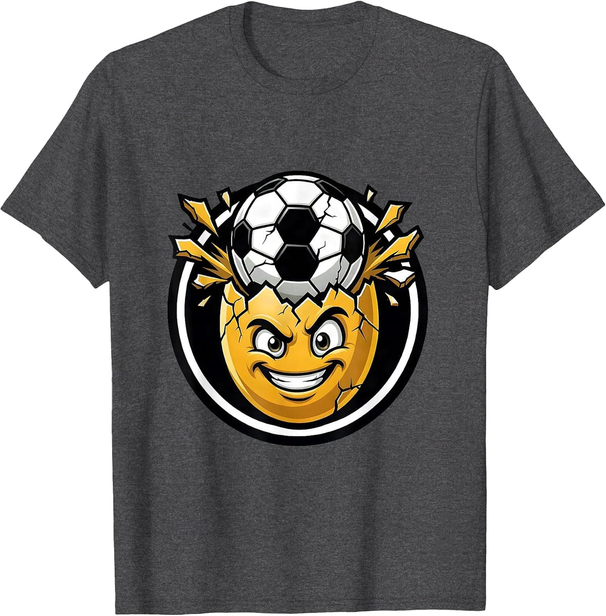 Men's Soccer Ball Hatching From Egg Funny Soccer Dad T-Shirt - Dark Heather Grey