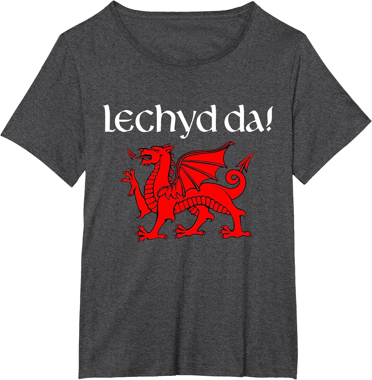 Cheers in Welsh Dragon Shirt Lechyd Da Drinking Souvenir T-Shirt - Dark Heather Grey