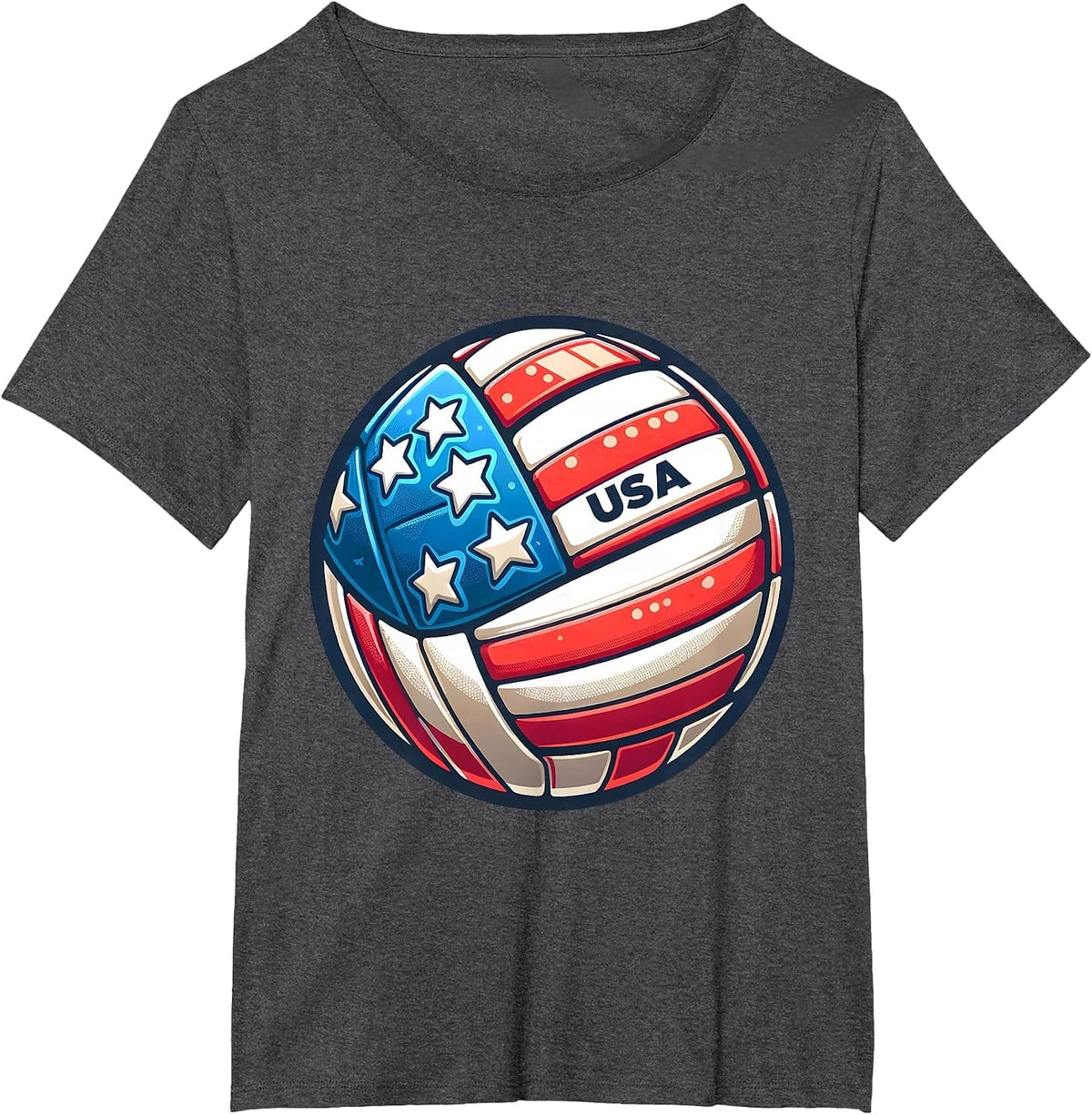 Volleyball Support Team Flag USA Beach American T-Shirt - Dark Heather Grey