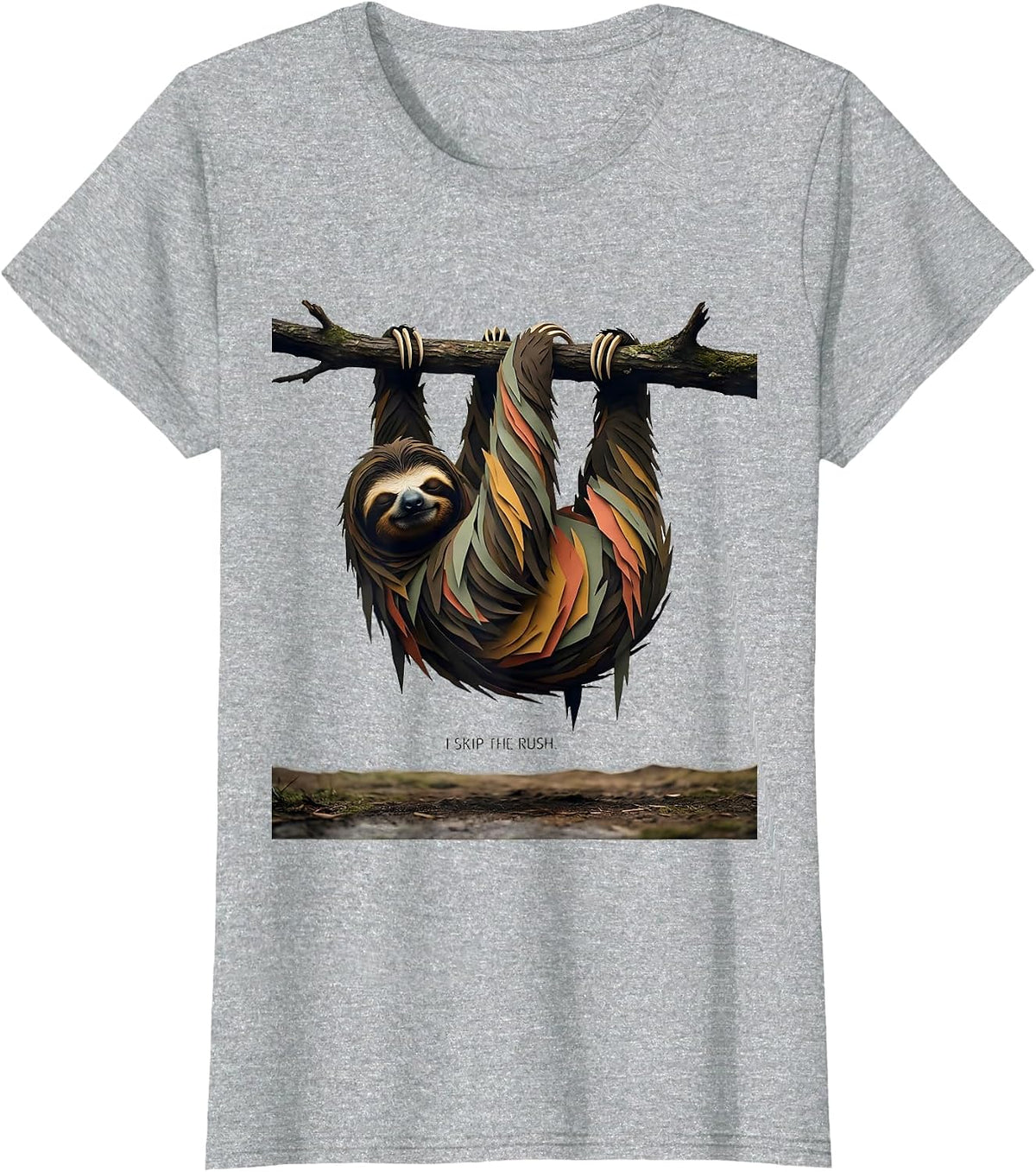 I Skip The Rush Funny Sloth Lazy Humor Gift for Sloth Lovers T-Shirt - Heather Grey