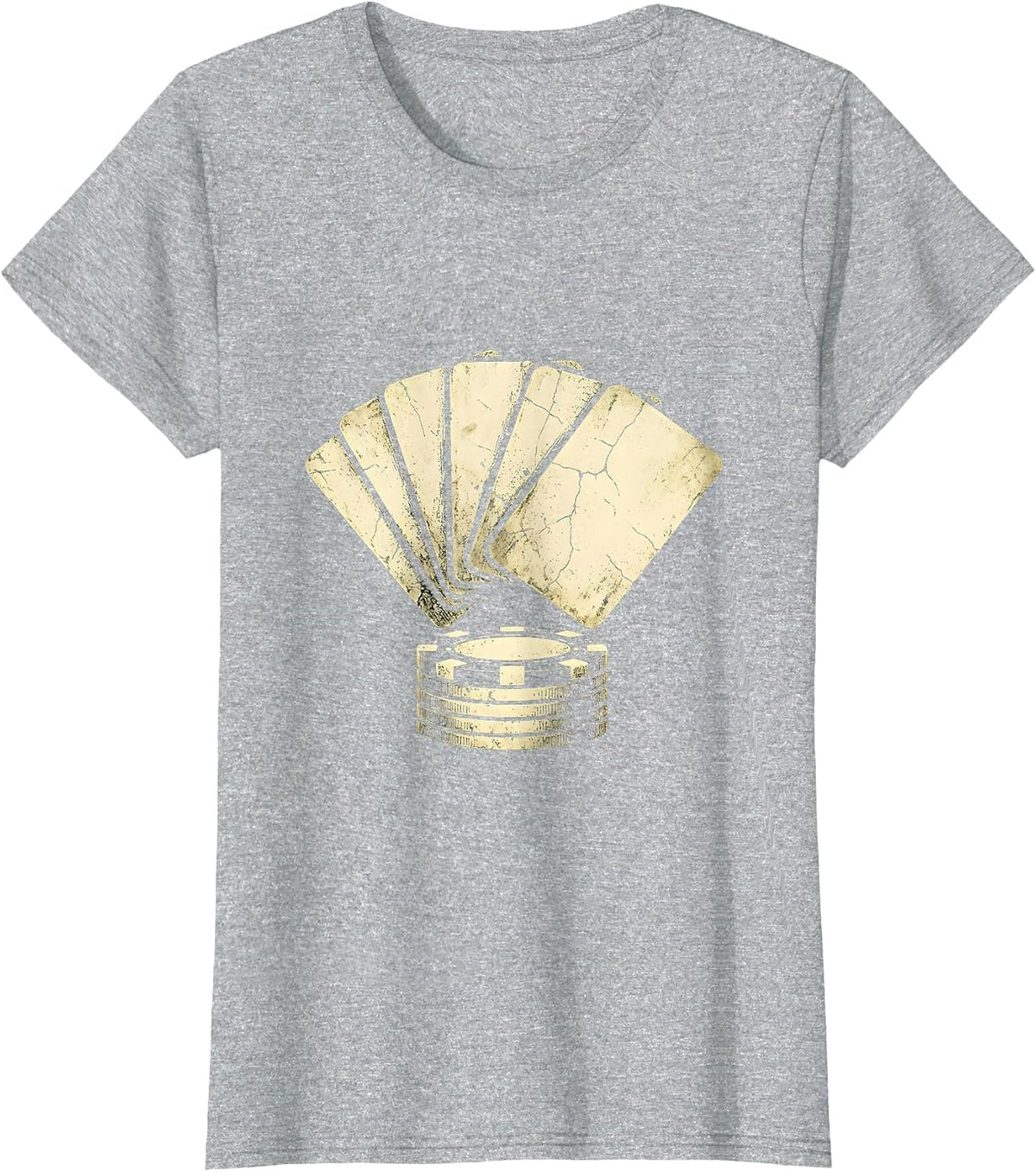 Western Poker Hand and Chips Graphic Tee T-Shirt - Heather Grey