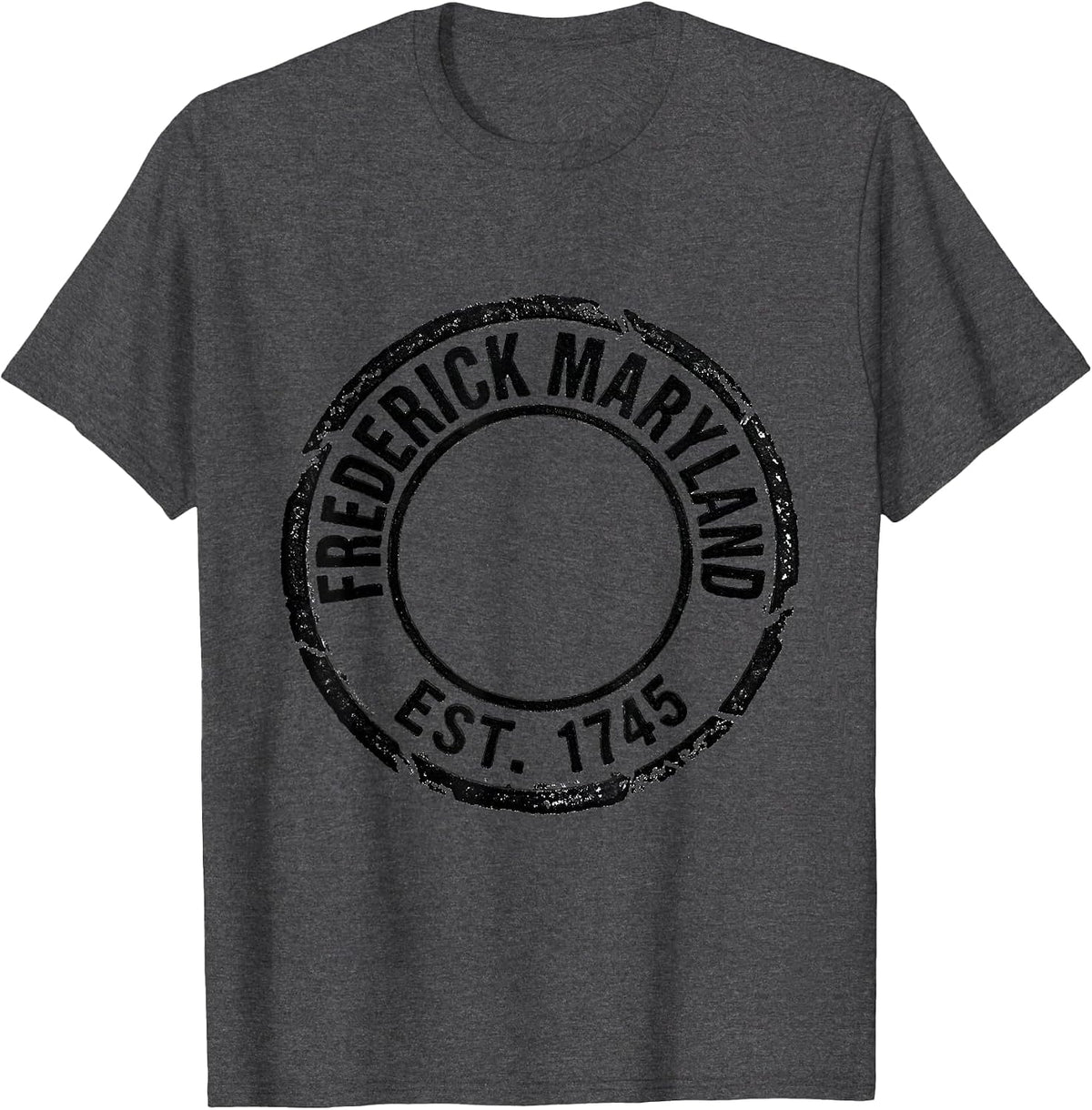 Frederick Maryland Est 1745 Rubber Stamp Vintage Regional T-Shirt - Dark Heather Grey