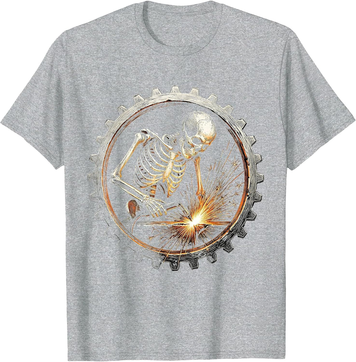 Men's Skeleton Welder Glowing Seam Graphic T-Shirt - Heather Grey