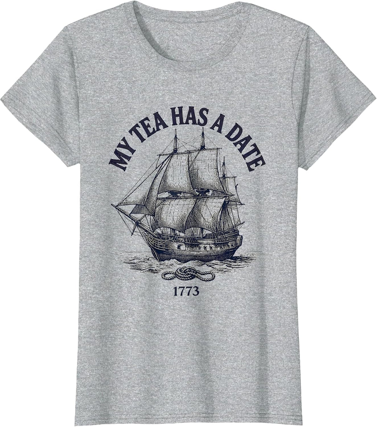 My Tea Has A Date: 1773 Funny History Teacher July 4th T-Shirt - Heather Grey