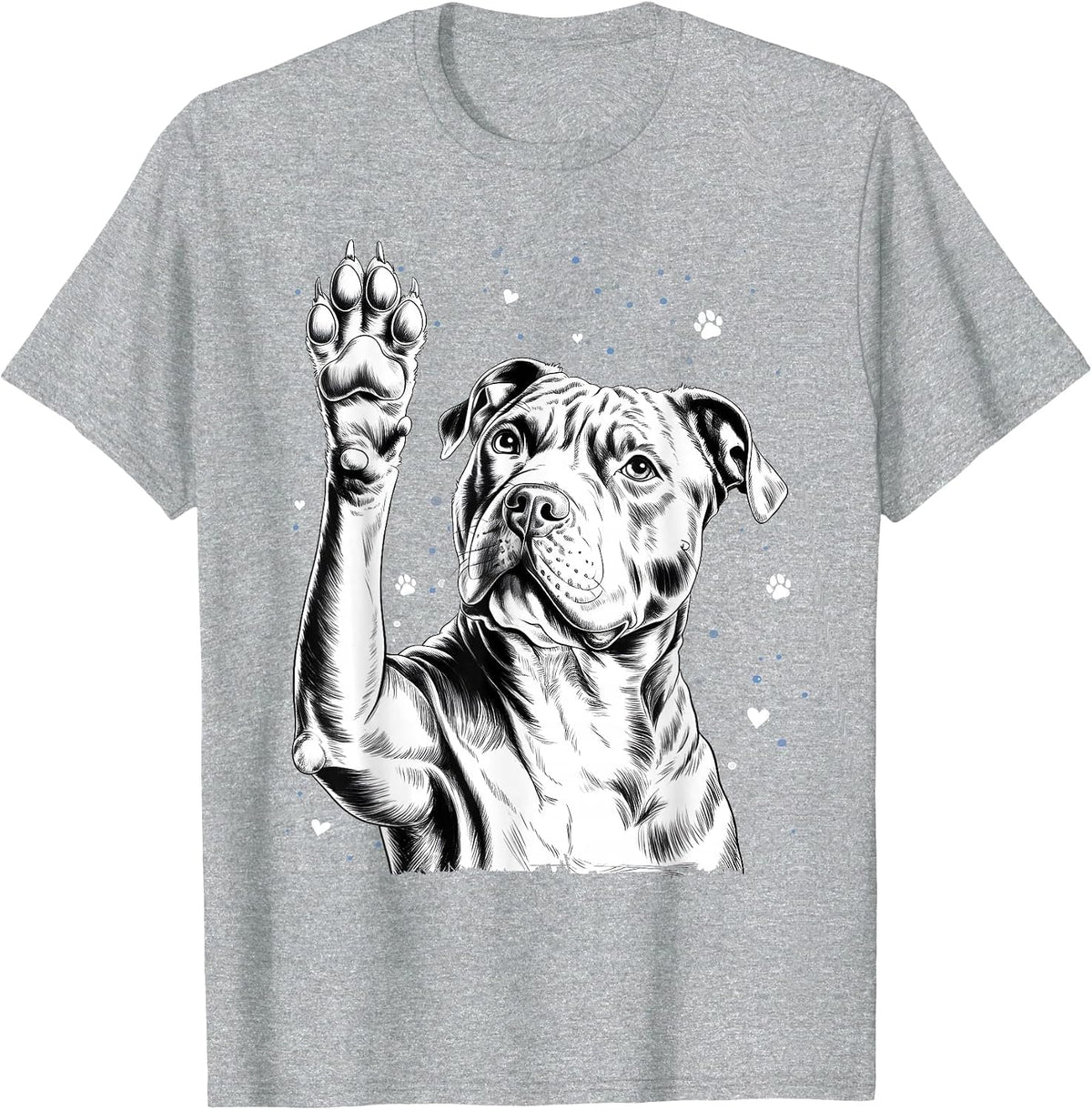 Cute Staffordshire Bull Terrier Staffy Dog Paw Design T-Shirt - Heather Grey