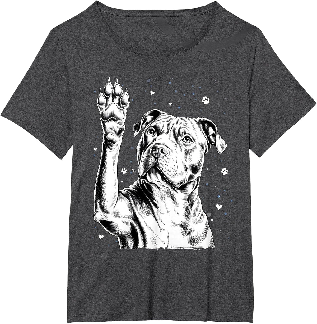 Cute Staffordshire Bull Terrier Staffy Dog Paw Design T-Shirt - Dark Heather Grey
