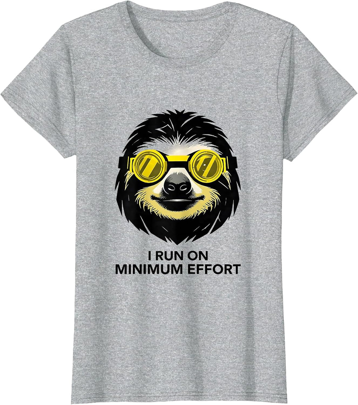 Women's I Run On Minimum Effort Funny Sloth Novelty Animal Lover T-Shirt - Heather Grey