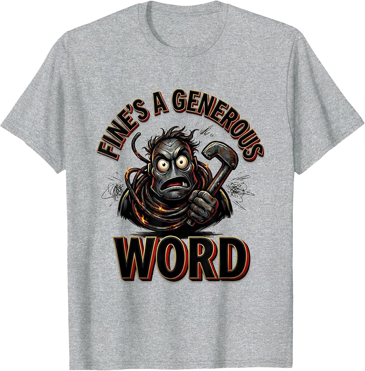 Men's Fine's A Generous Word Funny Frazzled Humor Sign Painter T-Shirt - Heather Grey