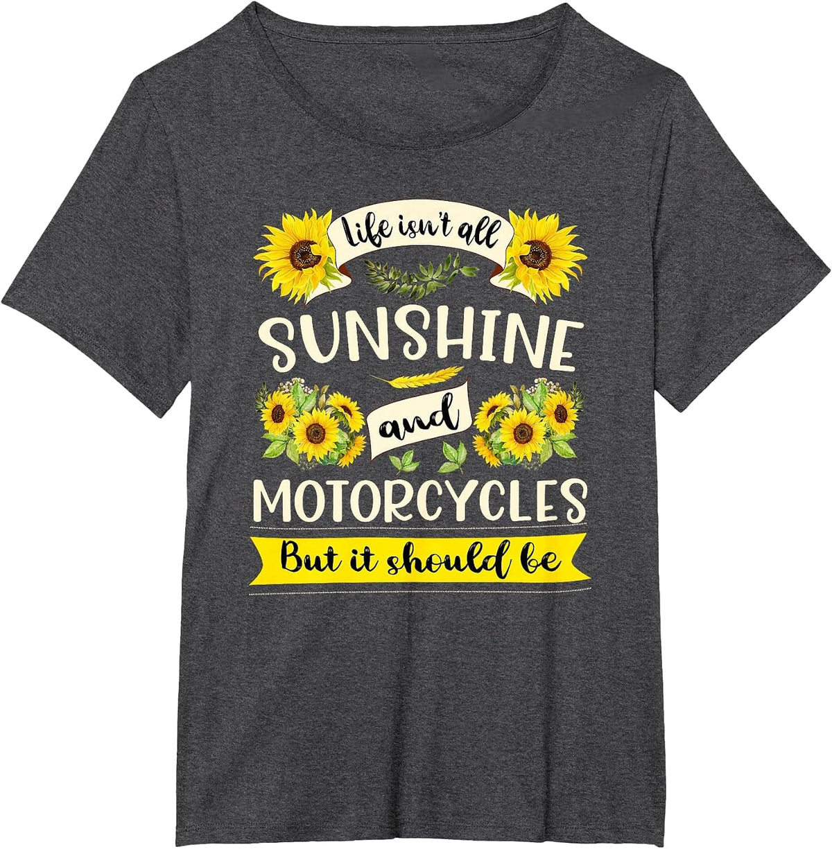 Sunshine and Motorcycles | Funny Biker Moms & Grandmas T-Shirt - Dark Heather Grey