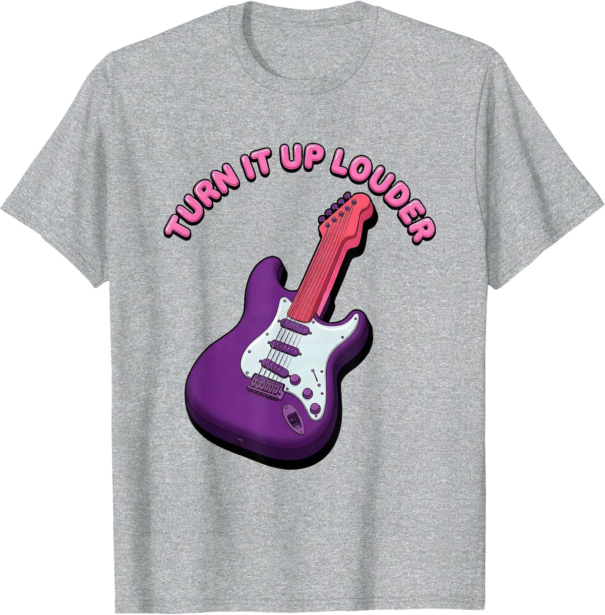 Men's Turn It Up Louder Heavy Metal Rock Design T-Shirt - Heather Grey