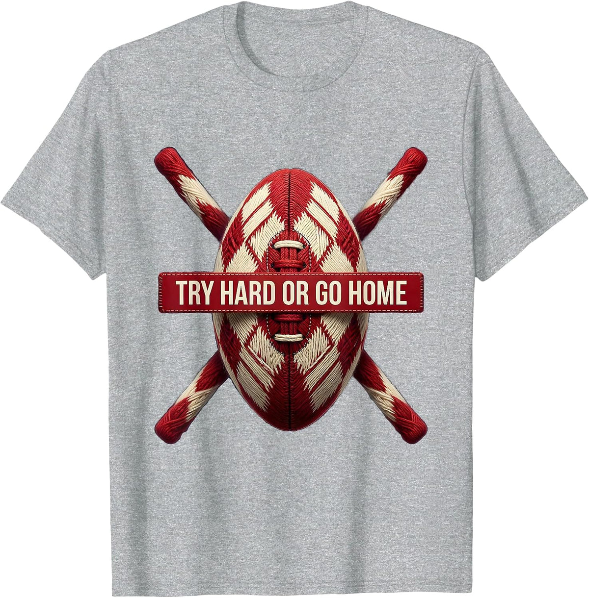 Men's Try Hard Or Go Home Rugby Graphic Design T-Shirt - Heather Grey