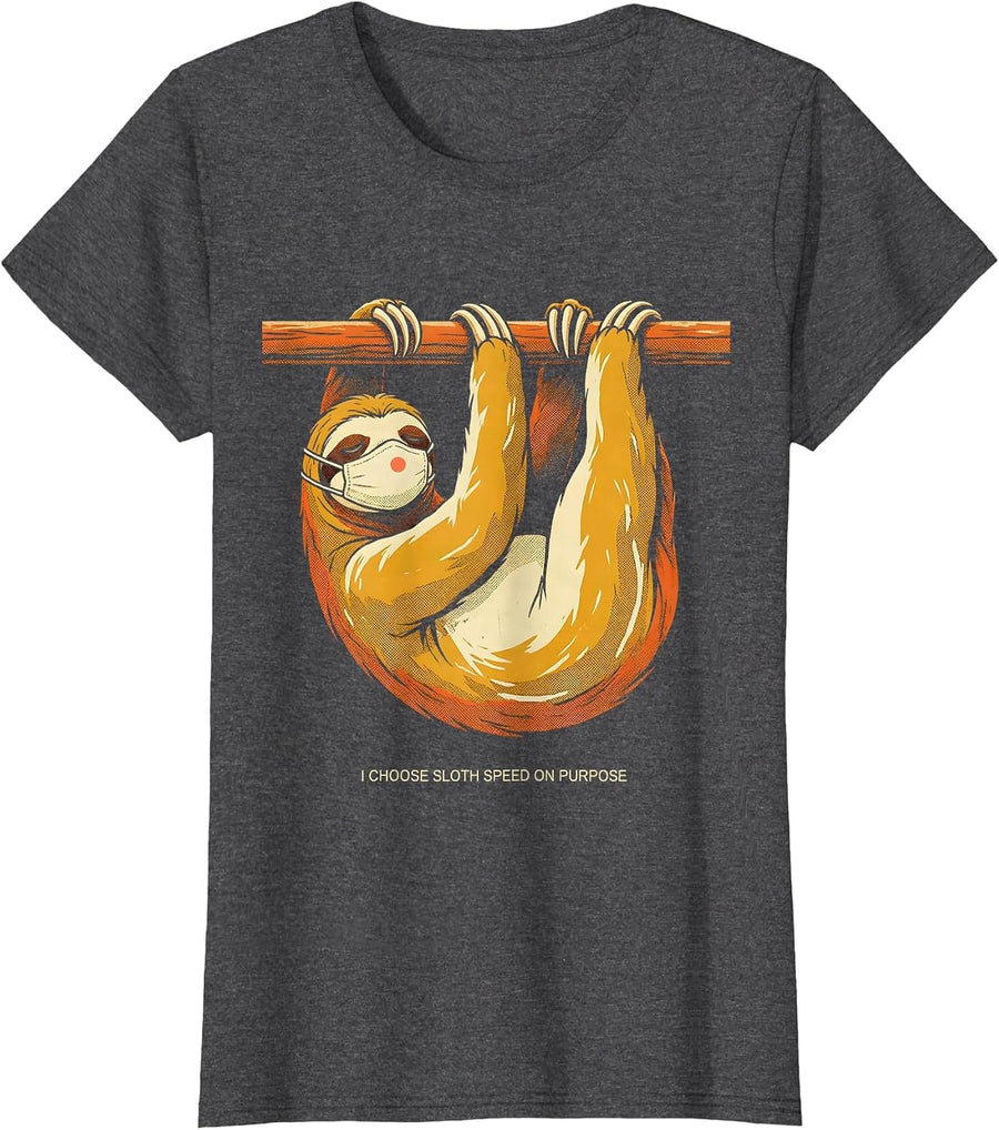 Women's I Choose Sloth Speed On Purpose Funny Sloth Lover Humor T-Shirt - Dark Heather Grey