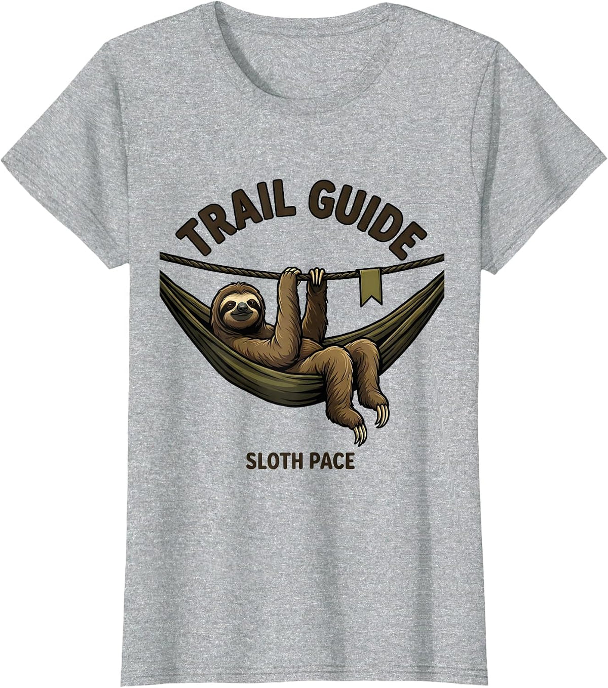 Trail Guide Sloth Pace Funny Sloth Lover Lazy Humor Gift T-Shirt - Heather Grey