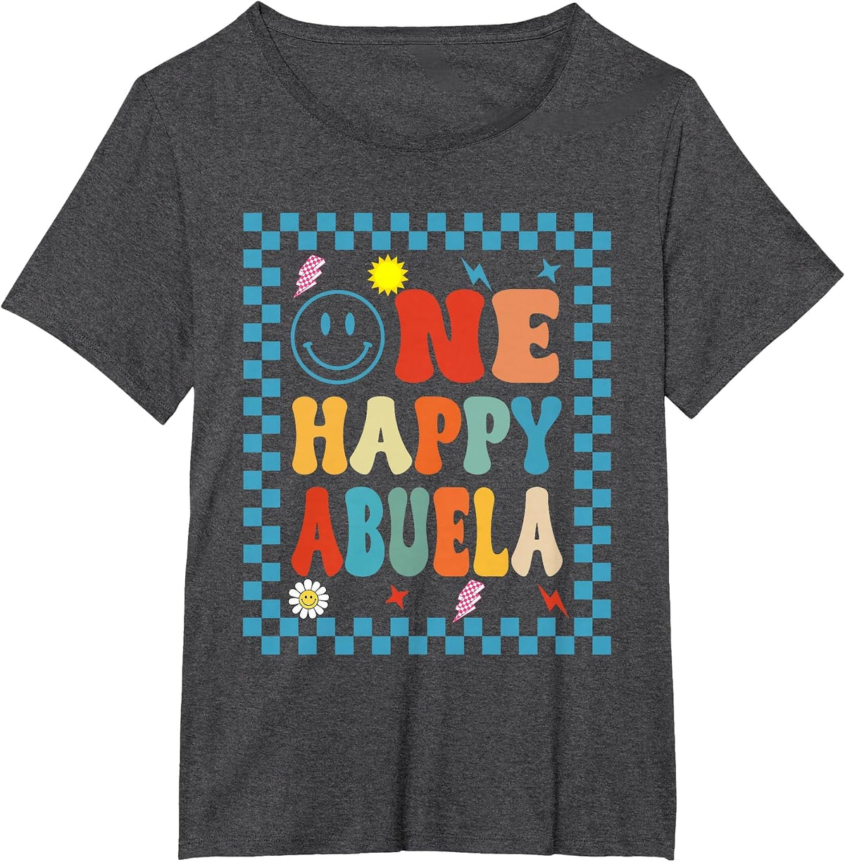 One Happy Dude Abuela 1st Birthday Family Matching T-Shirt - Dark Heather Grey