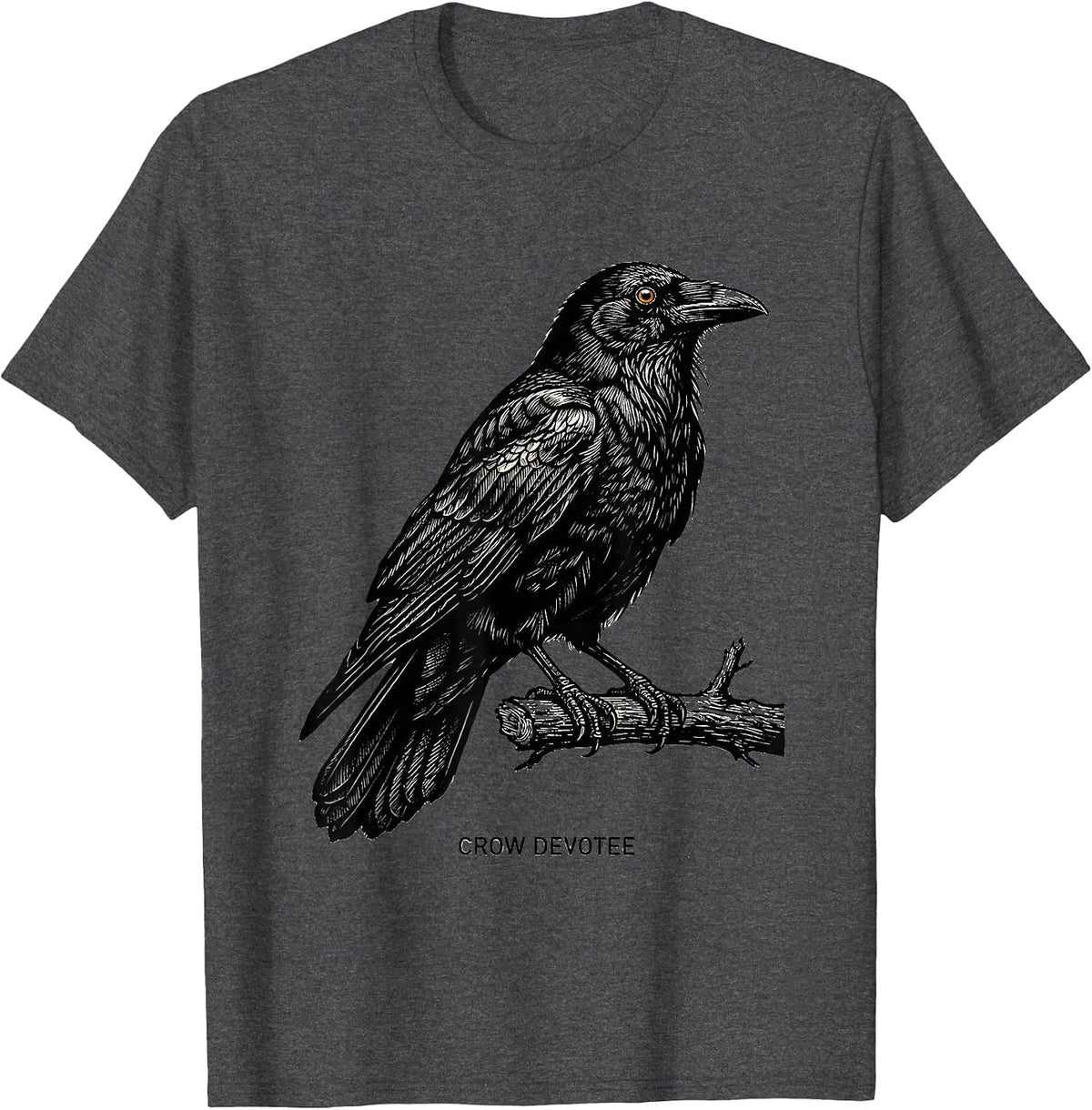 Crow Devotee Gothic Nature Bird Enthusiast Dark Humor T-Shirt - Dark Heather Grey