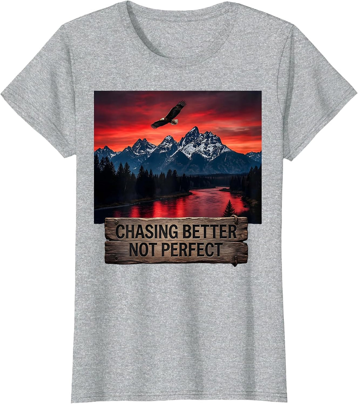 Chasing Better Not Perfect Growth Mindset Design T-Shirt - Heather Grey
