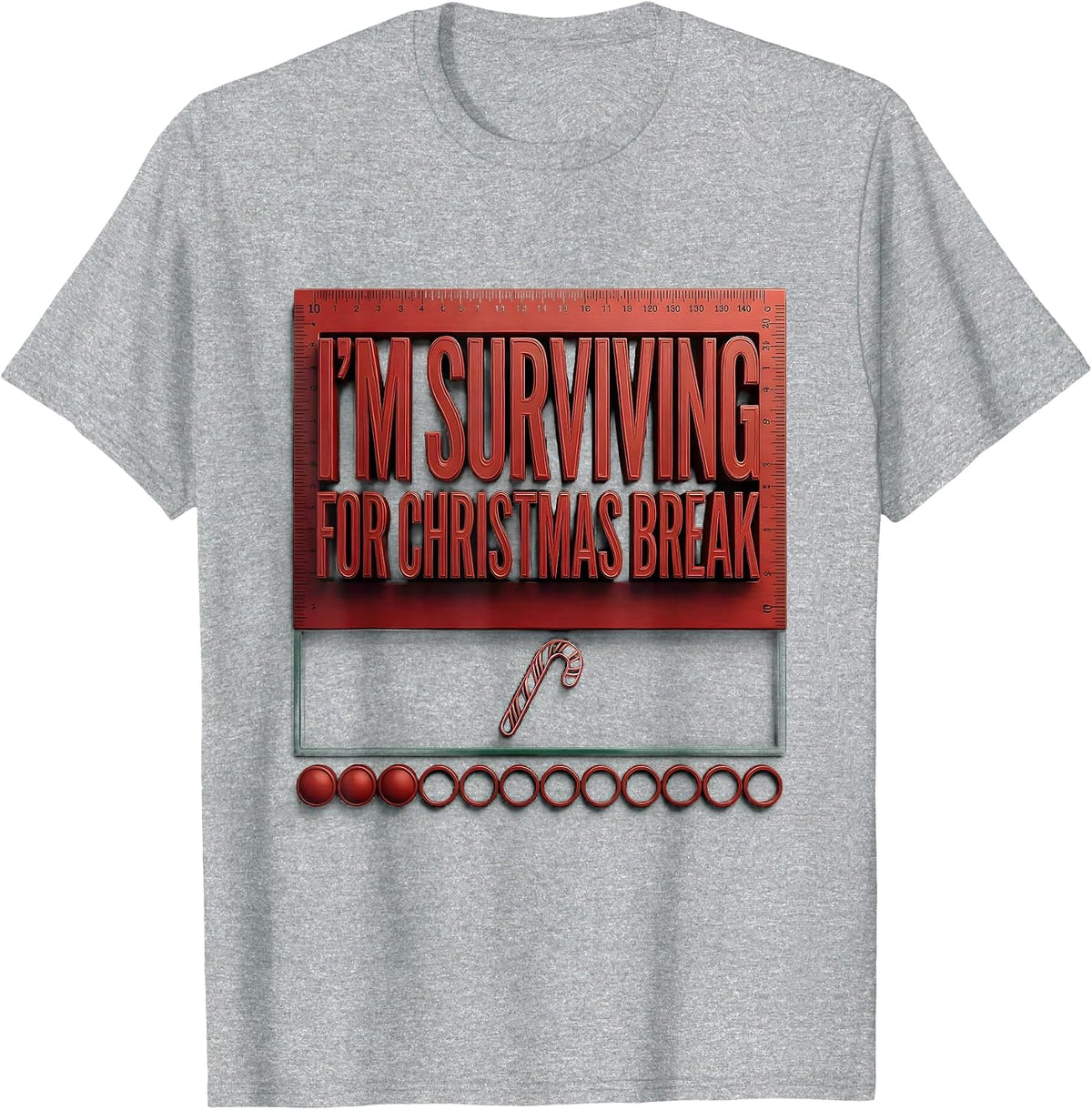 Men's I'm Surviving For Christmas Break Funny Teacher Sped Winter T-Shirt - Heather Grey