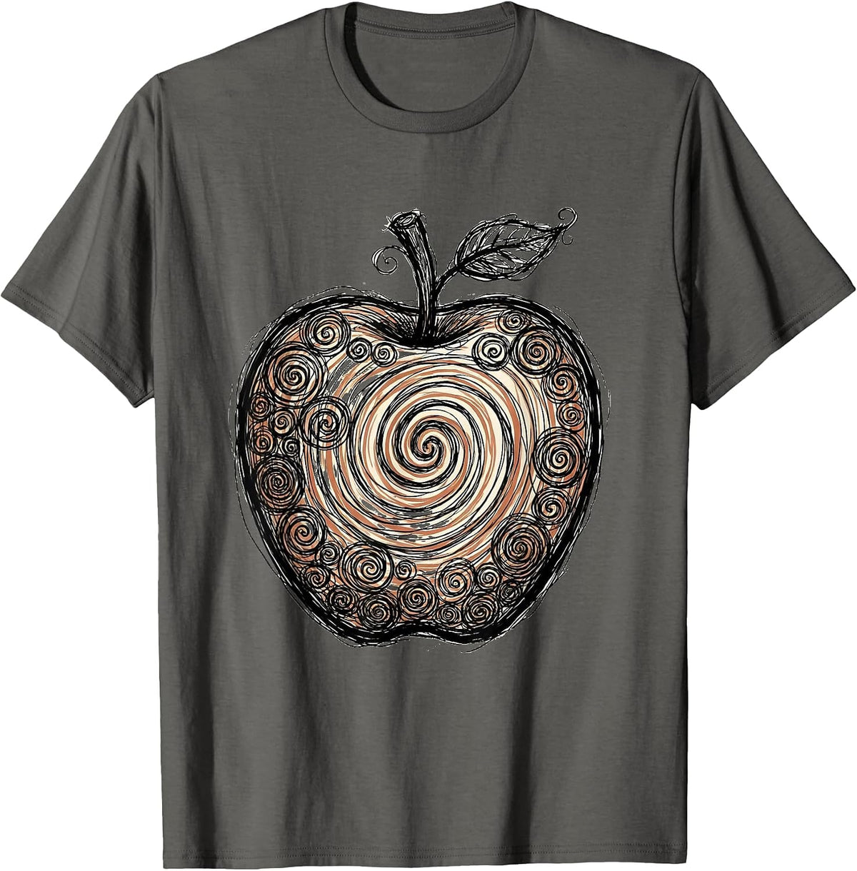 Men's Art Teacher Colorful Paint Swirl Apple Graphic T-Shirt - Asphalt Grey