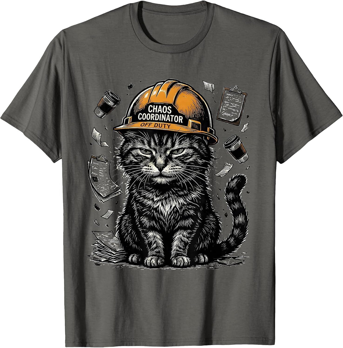 Chaos Coordinator Off Duty Funny Humor Design T-Shirt - Asphalt Grey