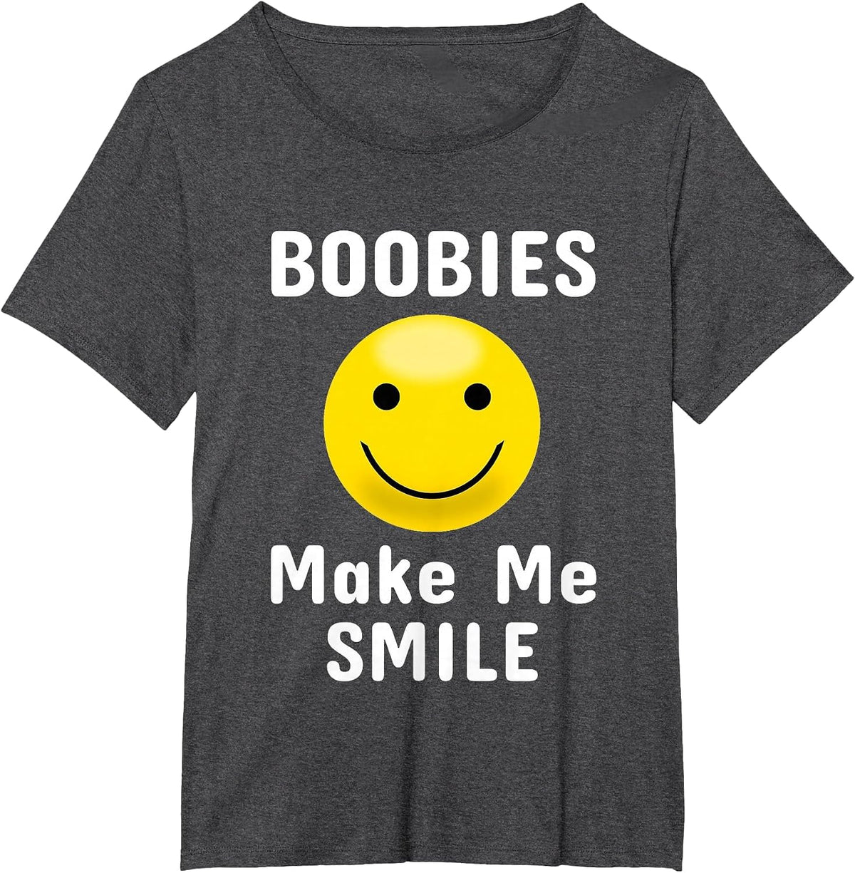 Boobies Make Me Smile Mardi Gras Funny T-Shirt - Dark Heather Grey