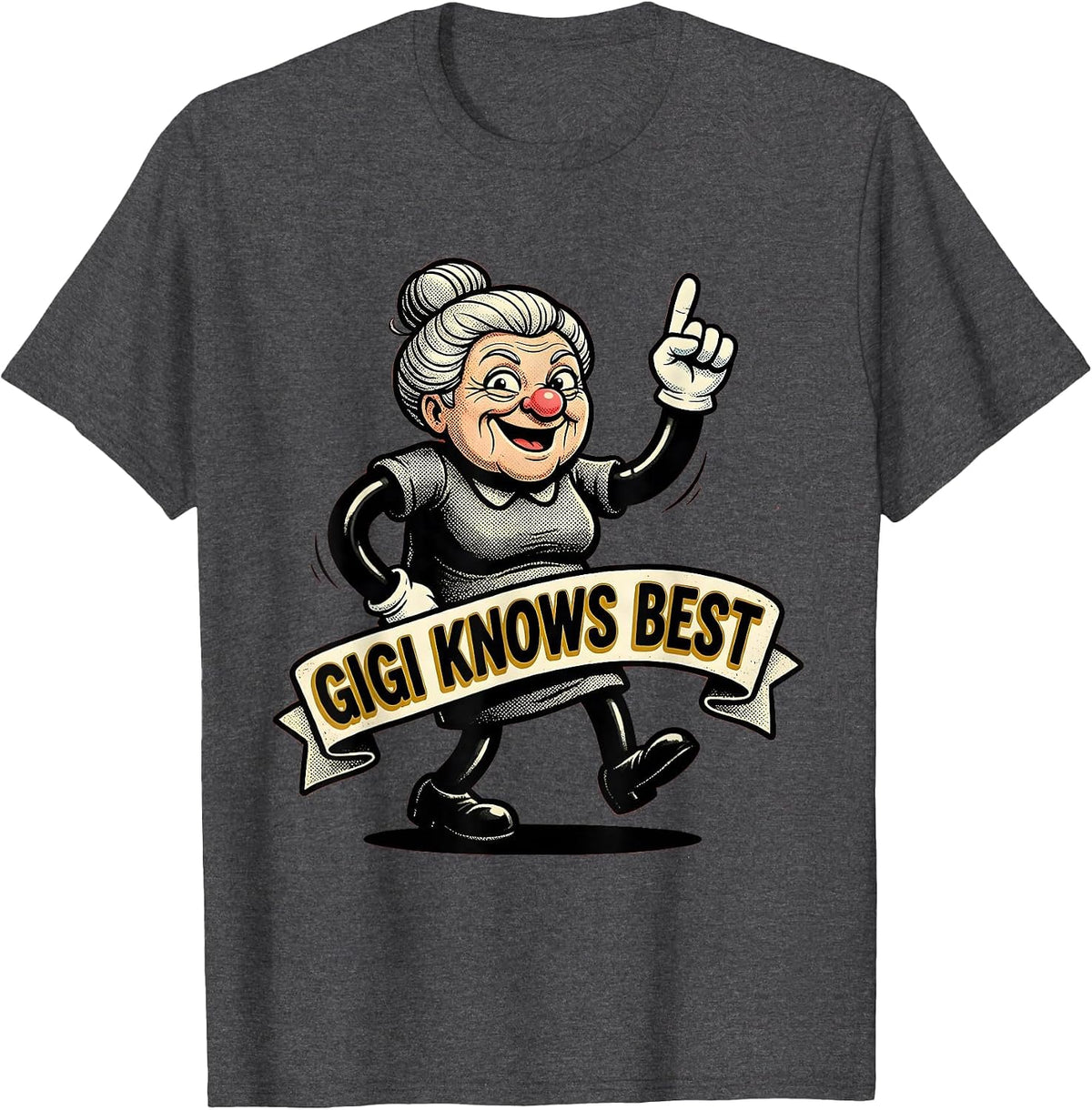 Gigi Knows Best Grandma Design T-Shirt - Dark Heather Grey