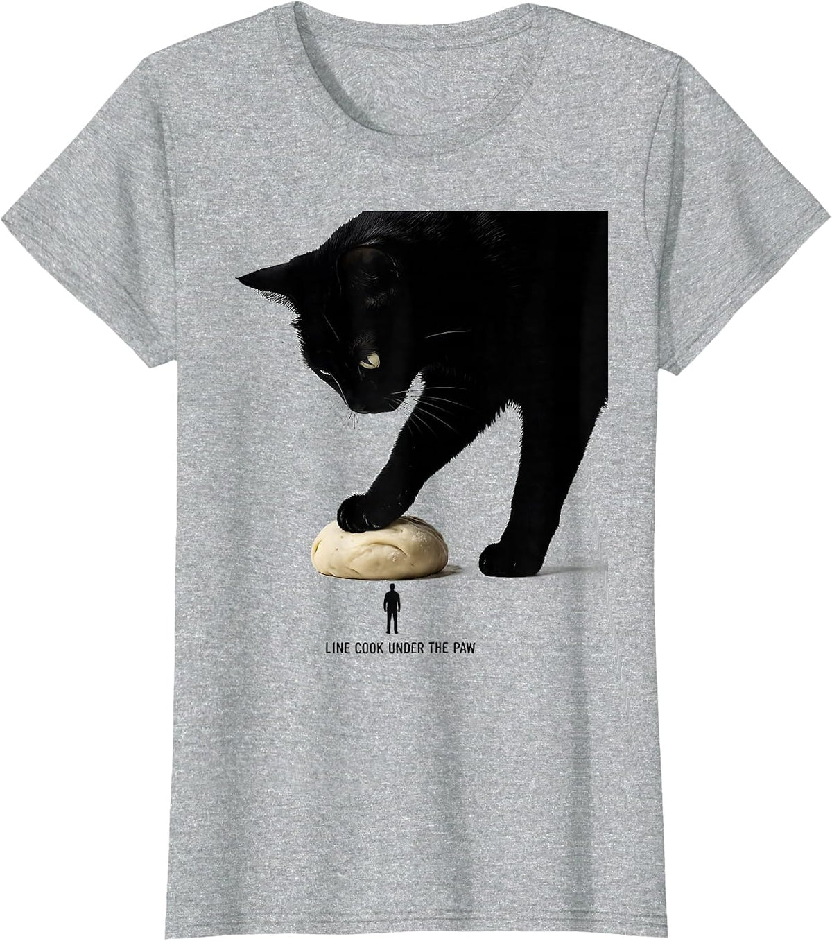Women's Line Cook Under the Paw Funny Cat Lover Bakery Humor T-Shirt - Heather Grey