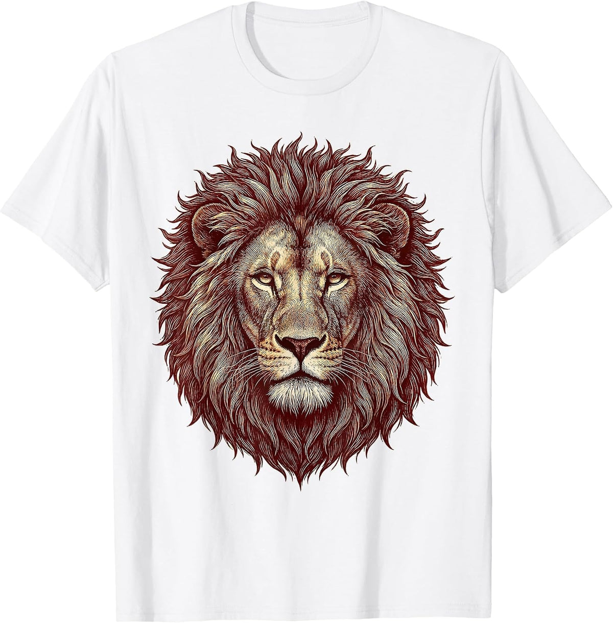 Men's Lion Mask Bold Animal Pride Fan Fierce T-Shirt - White