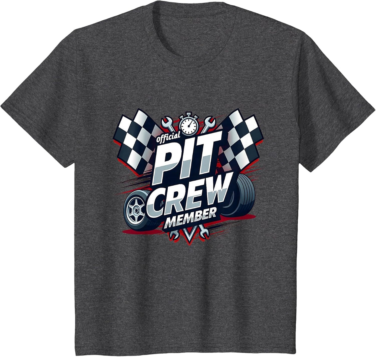 Official Pit Crew Member Birthday Racing Family Celebration T-Shirt - Dark Heather Grey