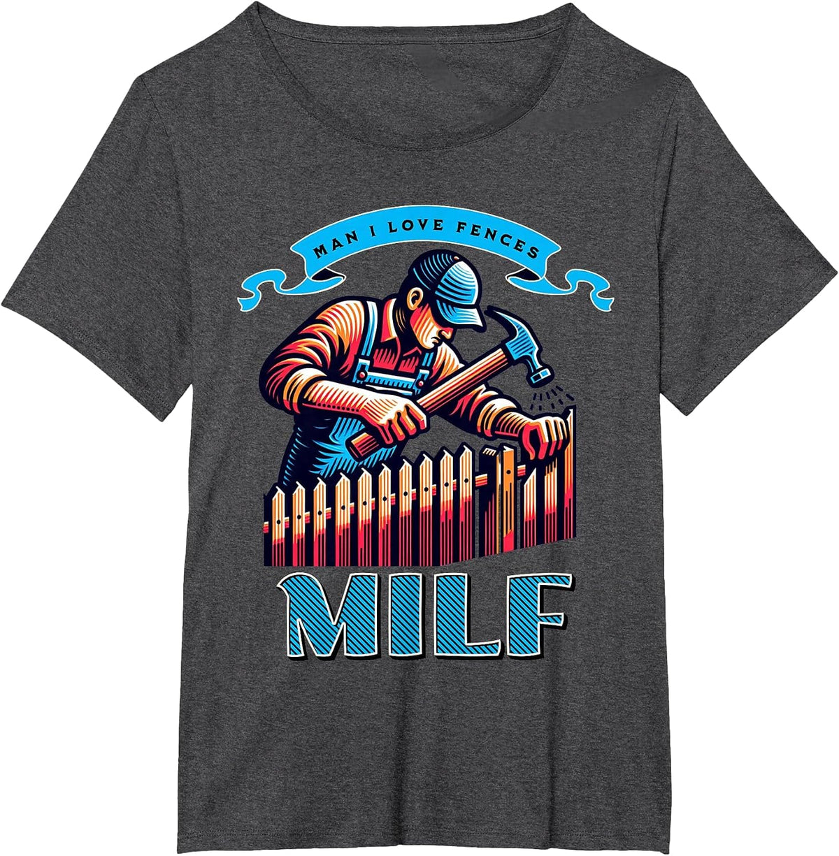 Fence Installing Man I Love Fences Fence Builder T-Shirt - Dark Heather Grey