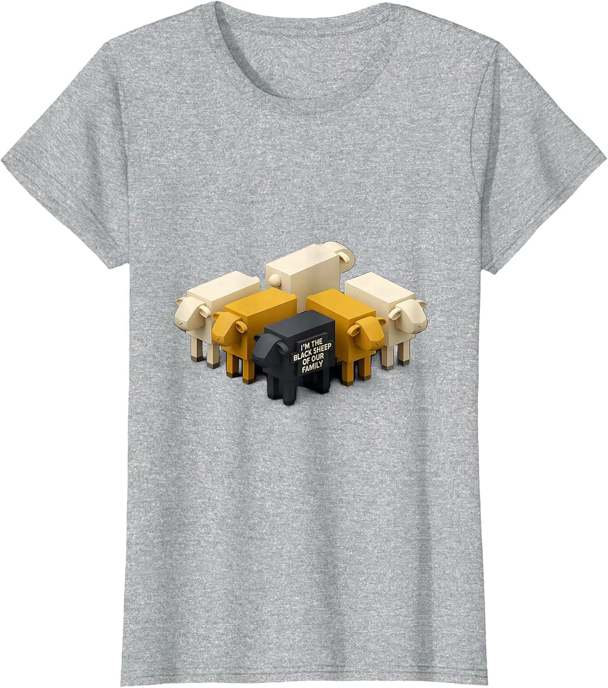 I'm The Black Sheep Of Our Family Geometric Humor T-Shirt - Heather Grey
