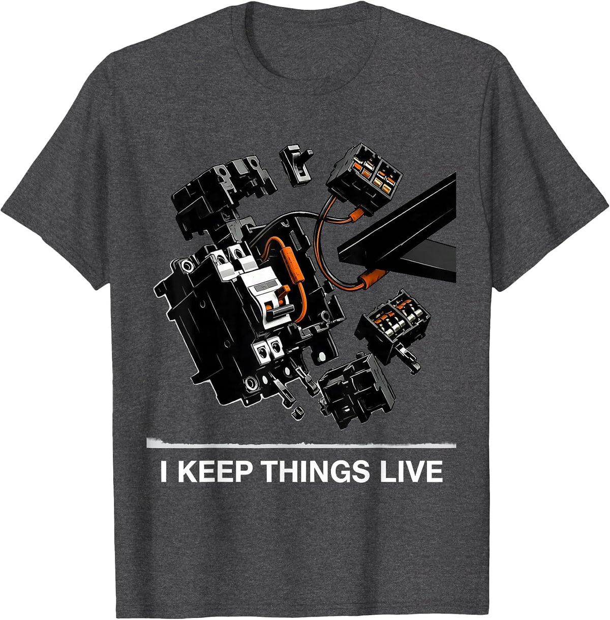 Men's I Keep Things Live Funny Electrician Lineman Engineer T-Shirt - Dark Heather Grey