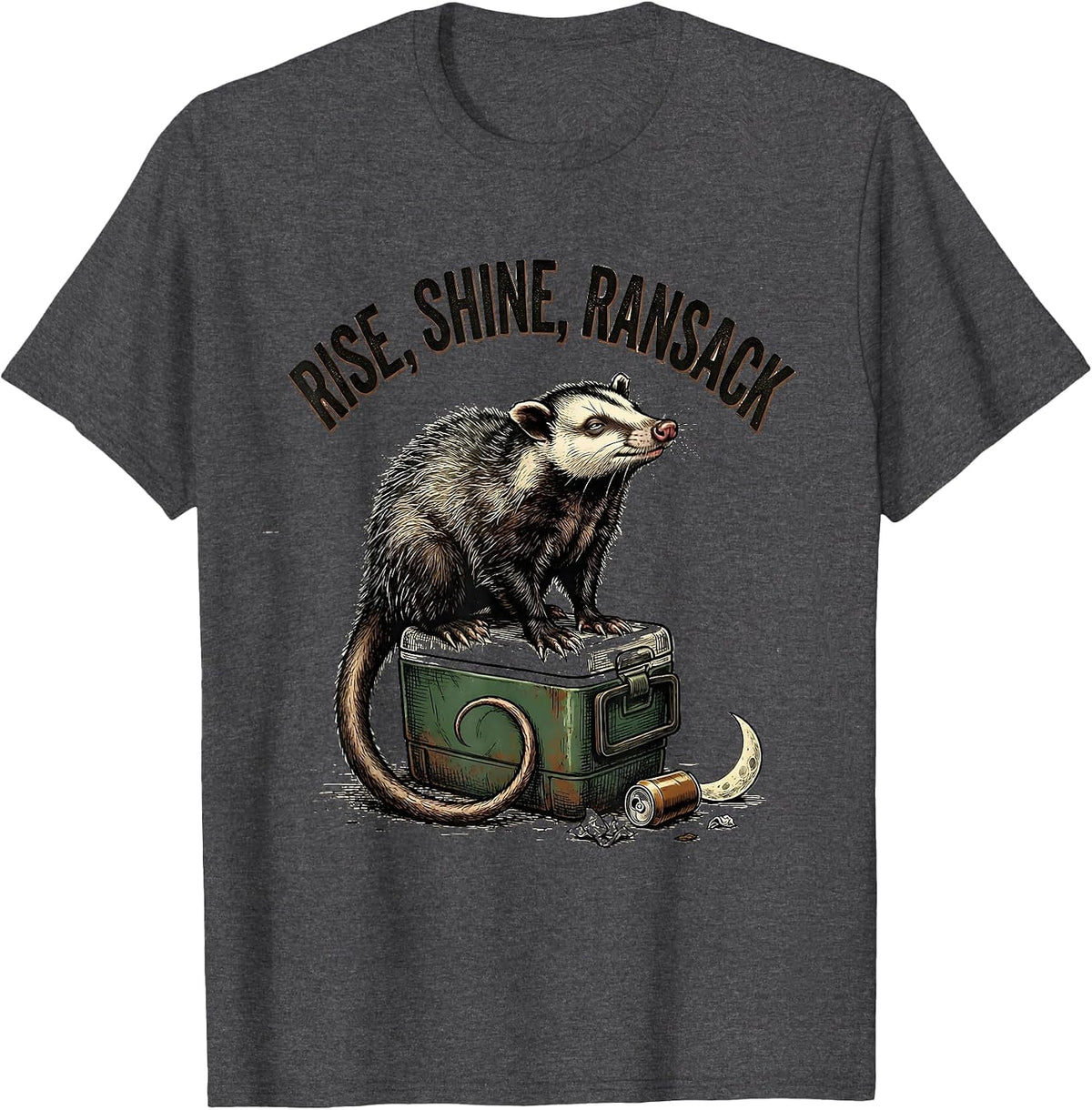 Men's Rise Shine Ransack Vintage Opossum Meme Humor T-Shirt - Dark Heather Grey