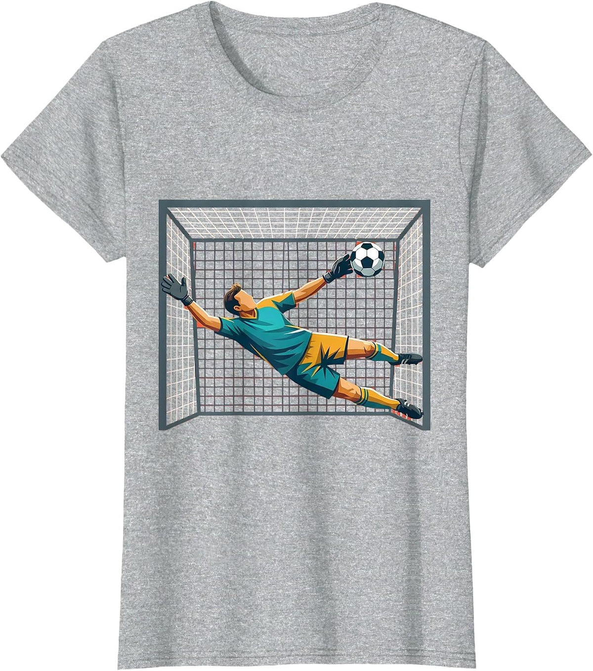 Soccer Dad Goalkeeper Diving Save Illustration T-Shirt - Heather Grey