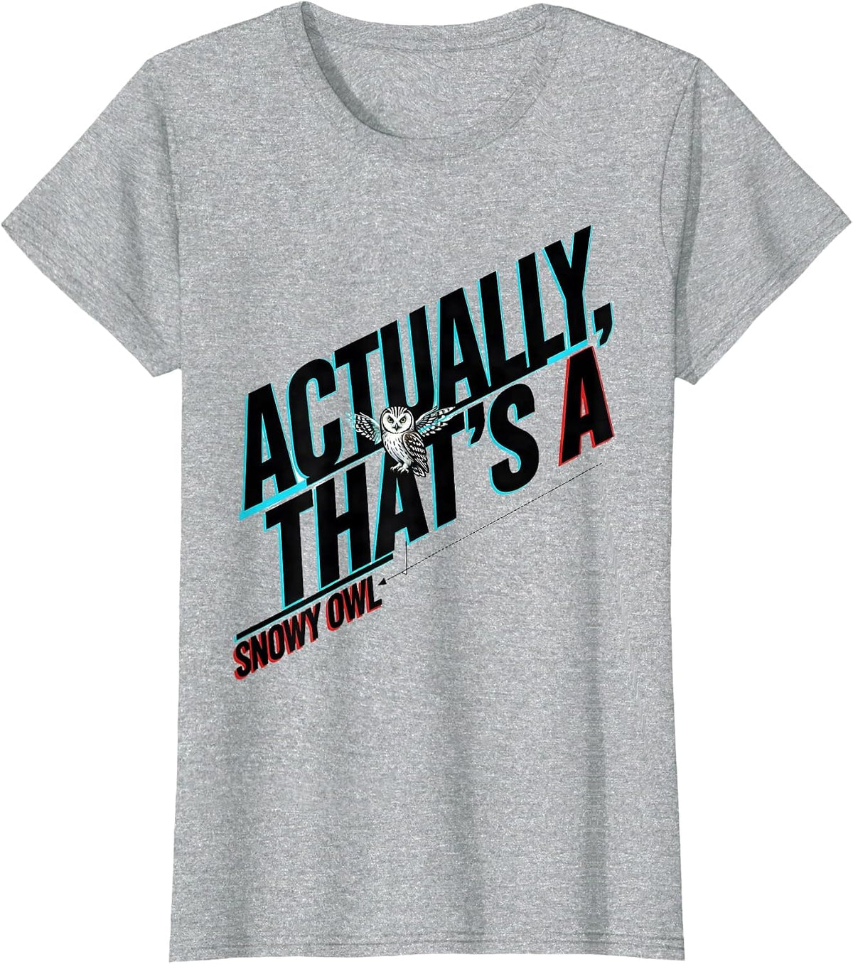 Women's Actually, That's A Snowy Owl Funny Birdwatcher Birding Humor T-Shirt - Heather Grey