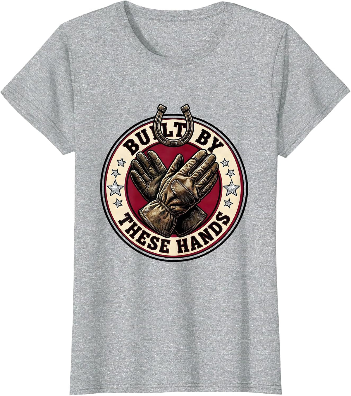Built by These Hands Blue Collar Worker Design T-Shirt - Heather Grey