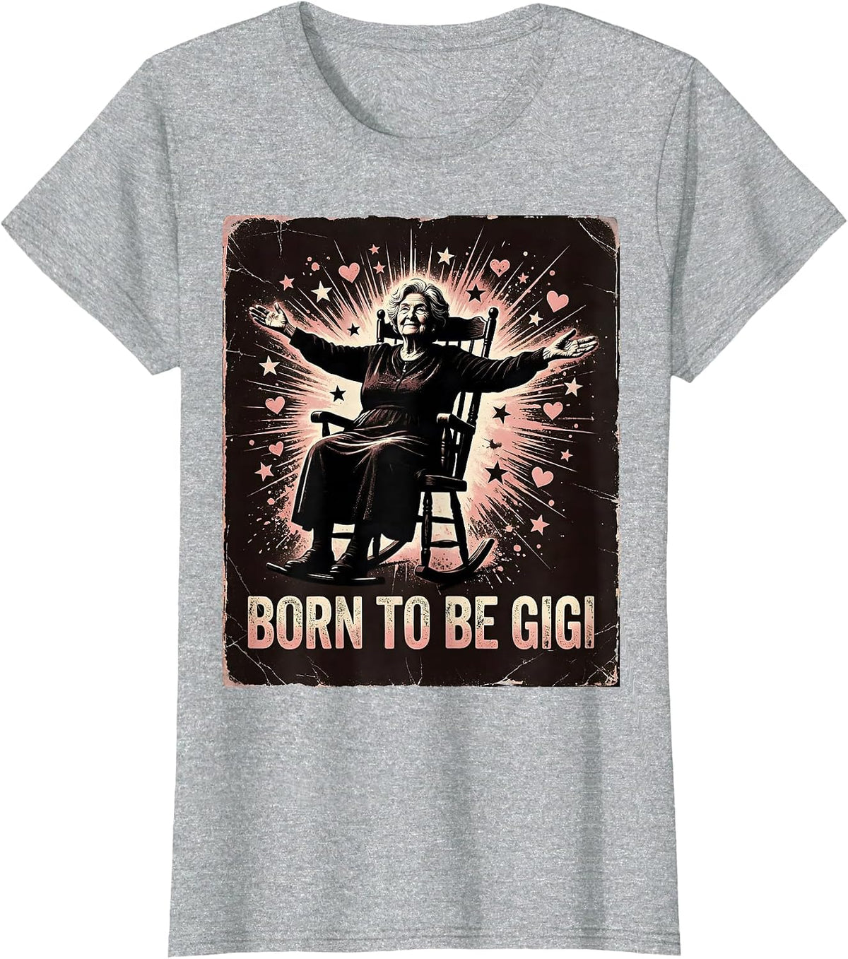 Born to be Gigi Grandma Pride Design T-Shirt - Heather Grey