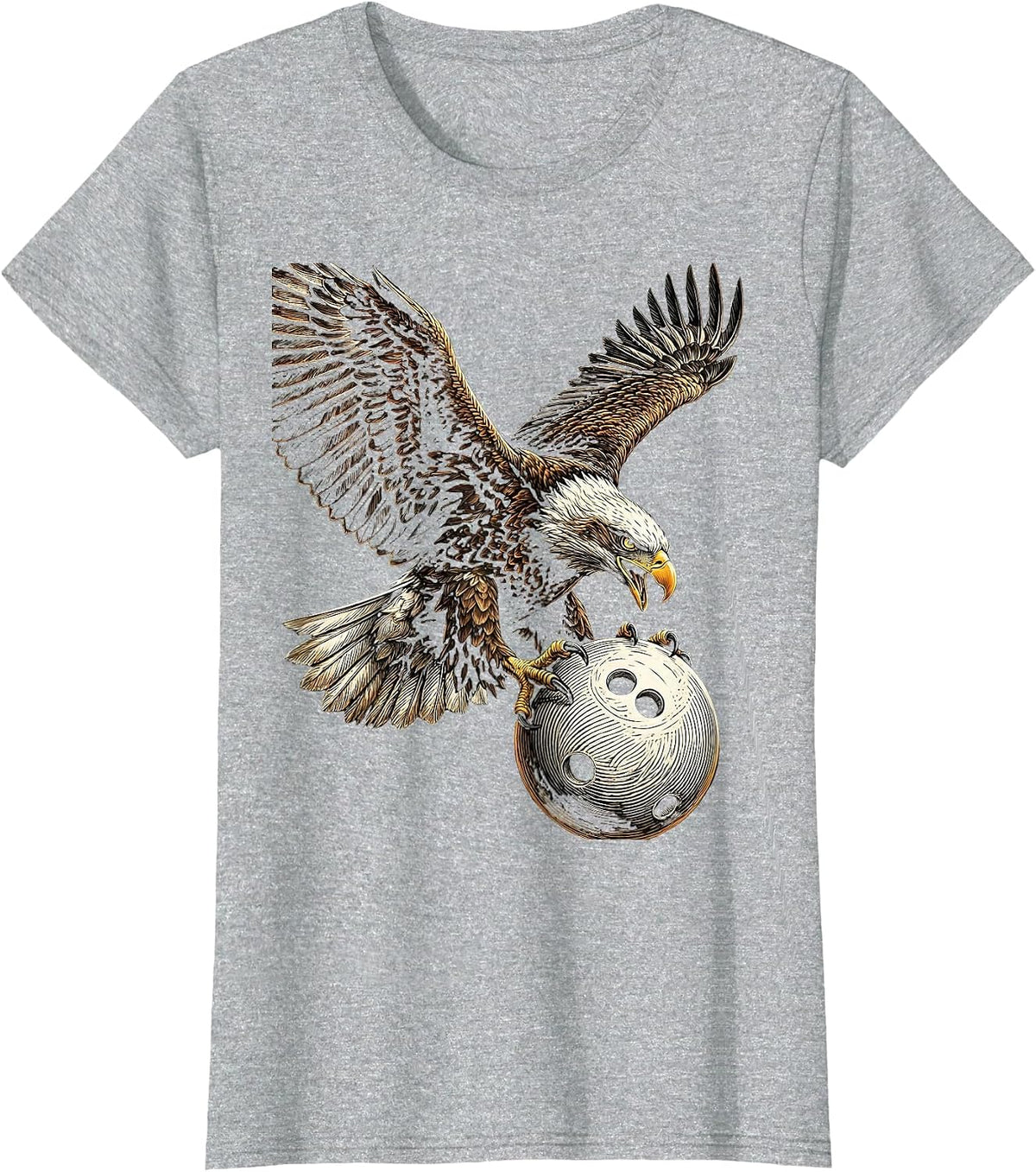 Women's Eagle Swooping Bowling Ball Graphic Tee T-Shirt - Heather Grey