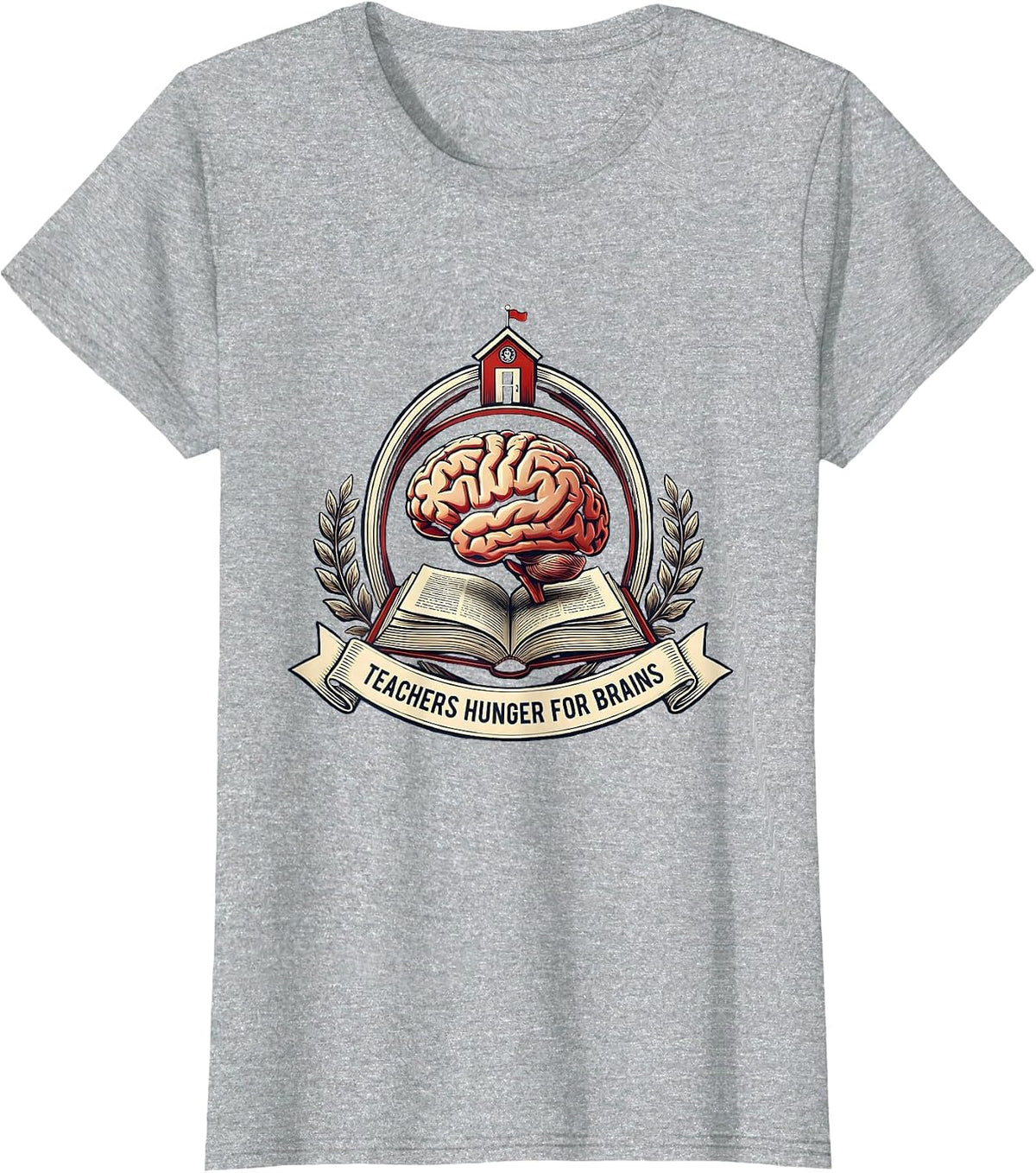 Women's Teachers Hunger For Brains Funny Zombie Teacher Halloween T-Shirt - Heather Grey