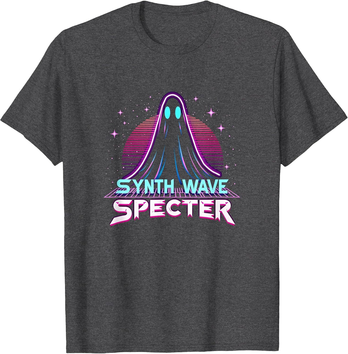 Halloween Music & Art: Synth Wave Specter Retro Ghost T-Shirt - Dark Heather Grey