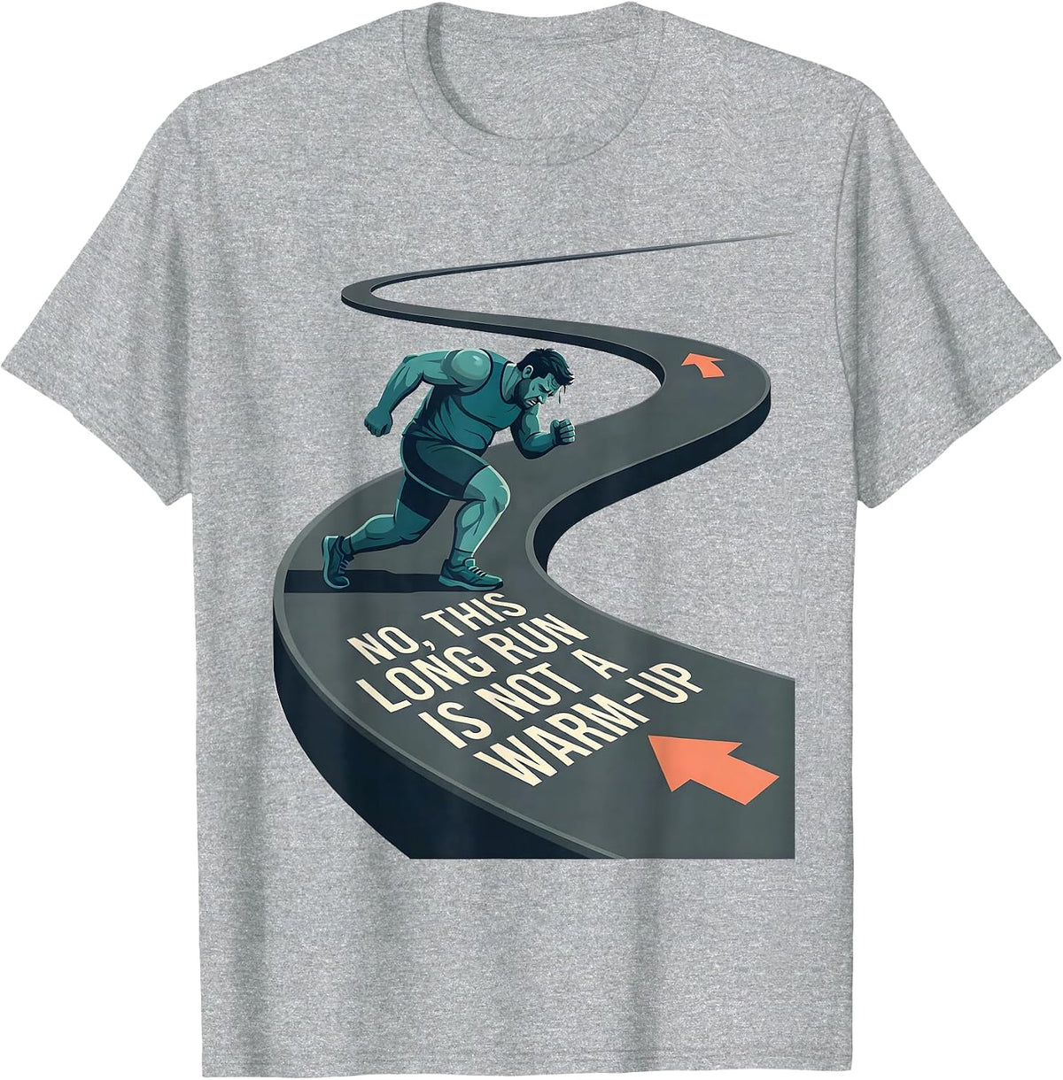 Men's No, This Long Run Is Not A Warm-Up Funny Marathon Runner T-Shirt - Heather Grey