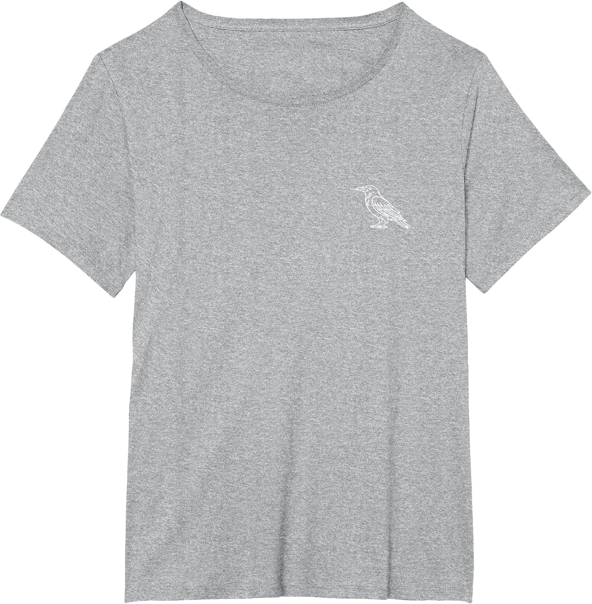 Crow Minimalist Badge Patch Line Art Animal T-Shirt - Heather Grey