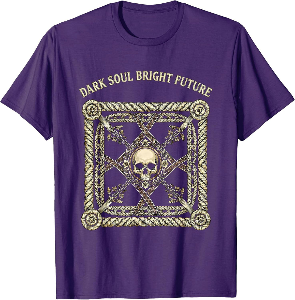 Men's Dark Soul Bright Future Skull Graphic Design T-Shirt - Purple