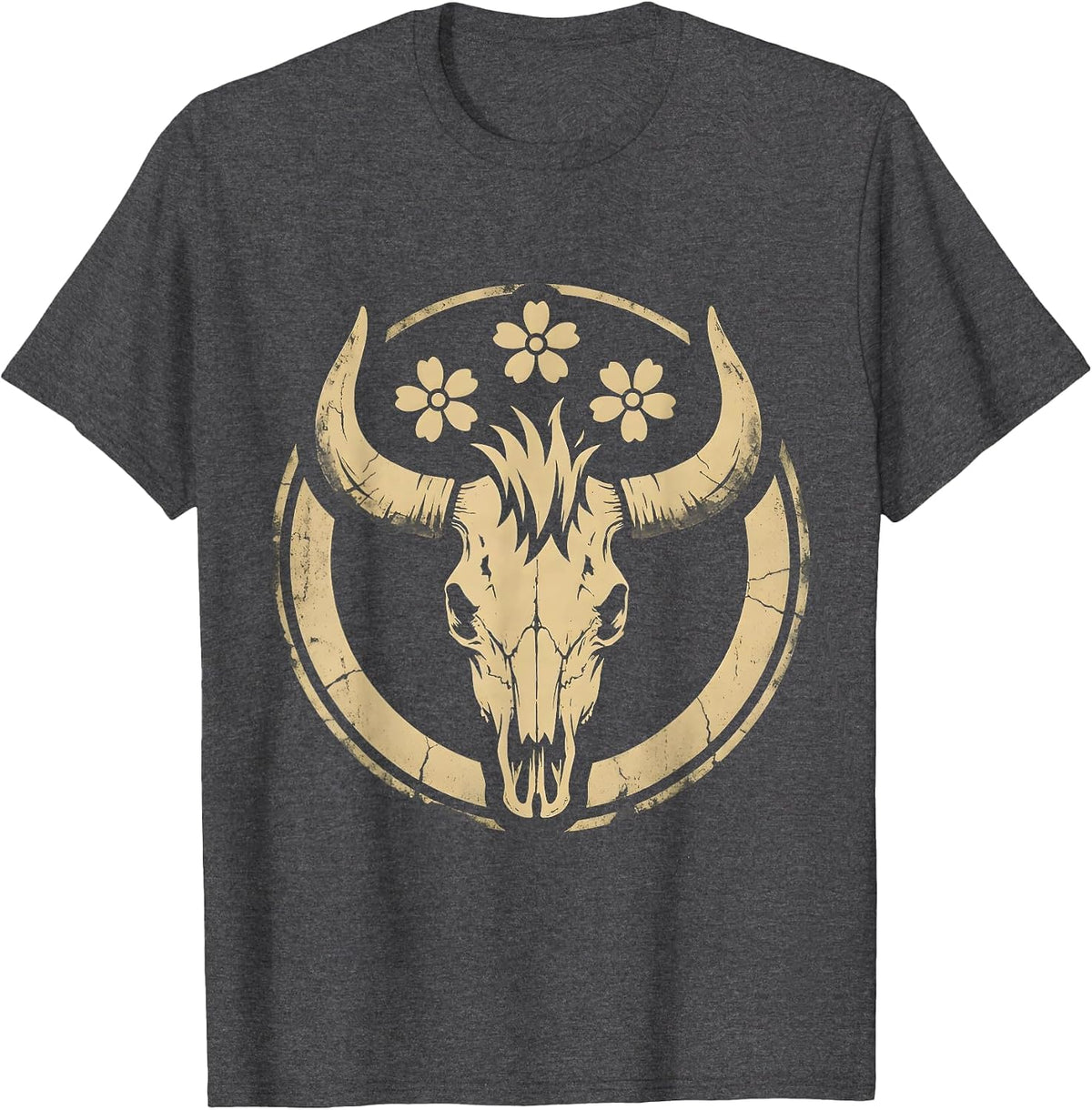 Fierce Cowgirl Face Wild Horse Mane Graphic T-Shirt - Dark Heather Grey