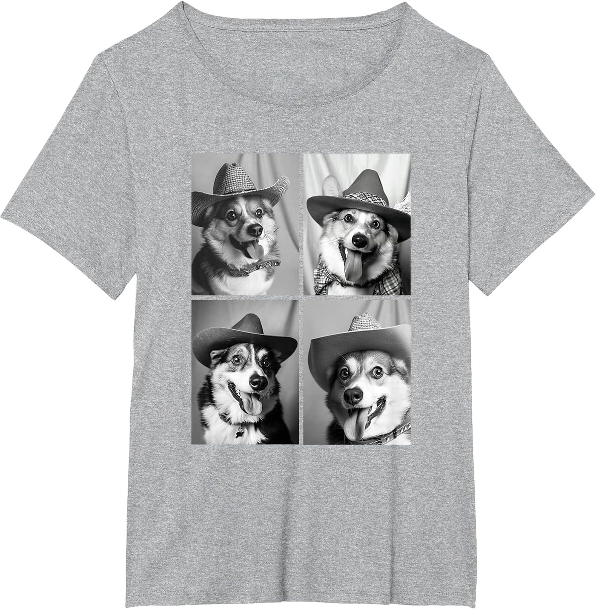 Funny Corgi Cowboy Dogs Cute Western Animals Photography T-Shirt - Heather Grey