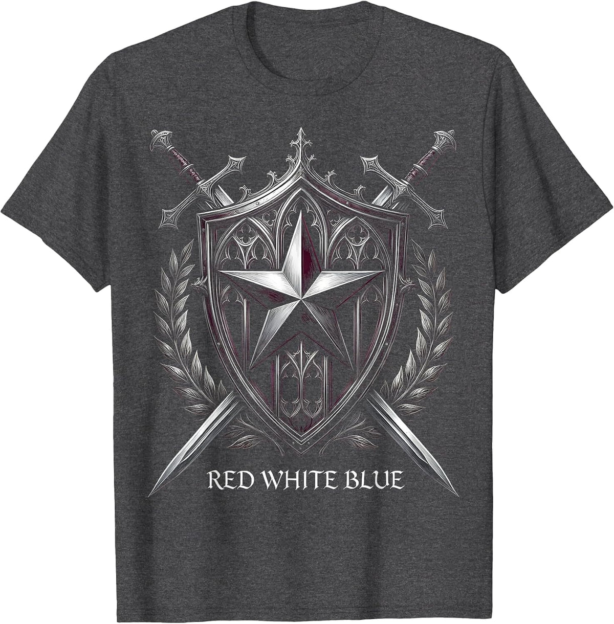 Red White Blue Memorial Day Men's Patriotic Design T-Shirt - Dark Heather Grey