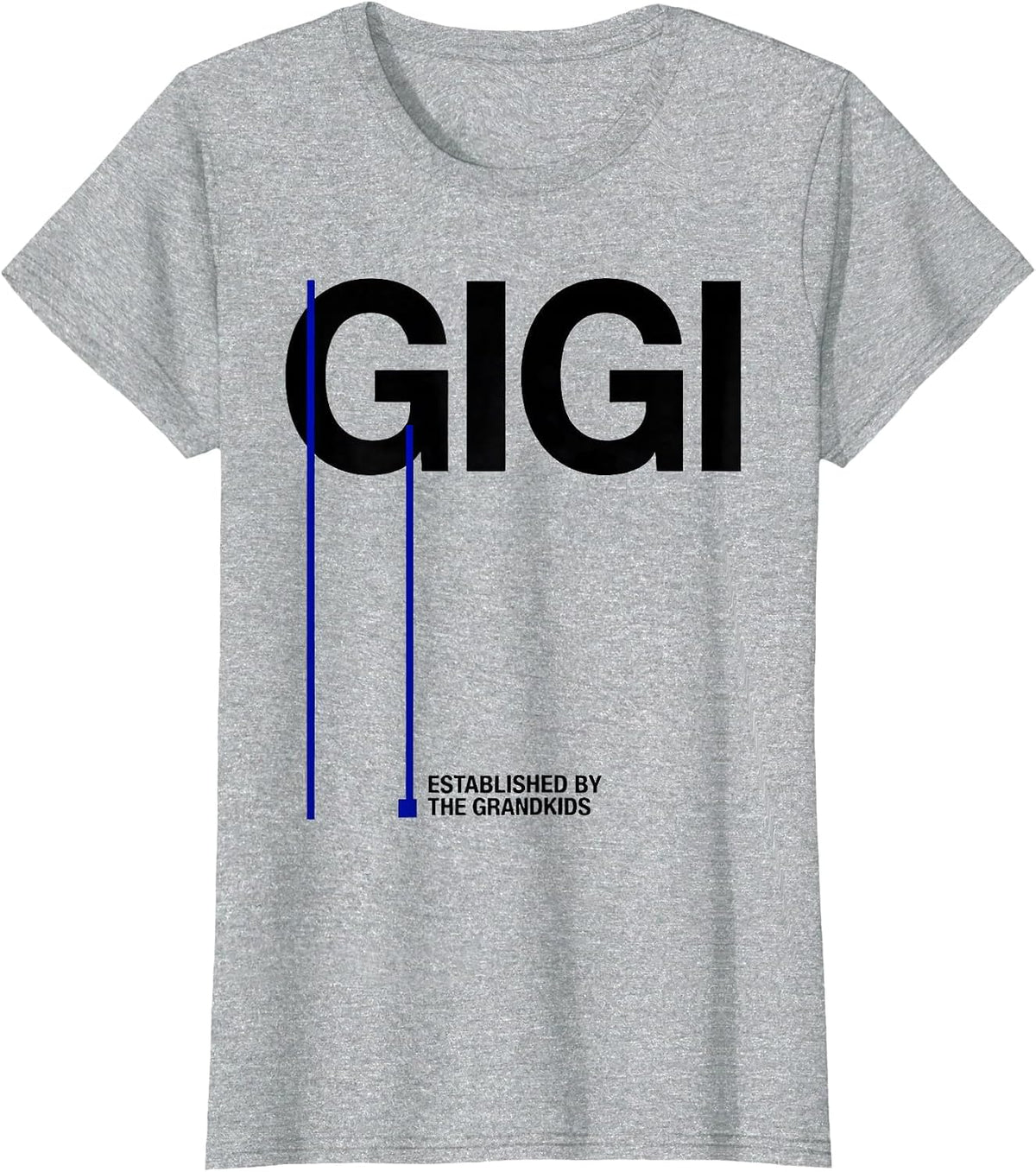 Gigi Established By The Grandkids Funny Grandma Gift T-Shirt - Heather Grey