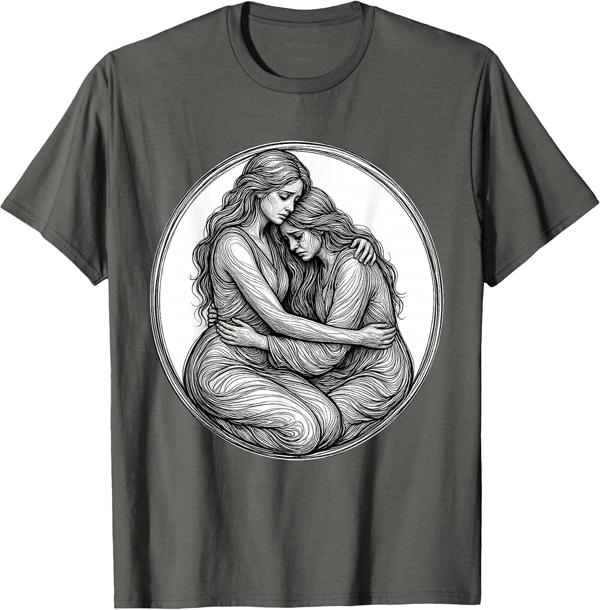 Be Kind Comforting Compassion Illustration T-Shirt - Asphalt Grey