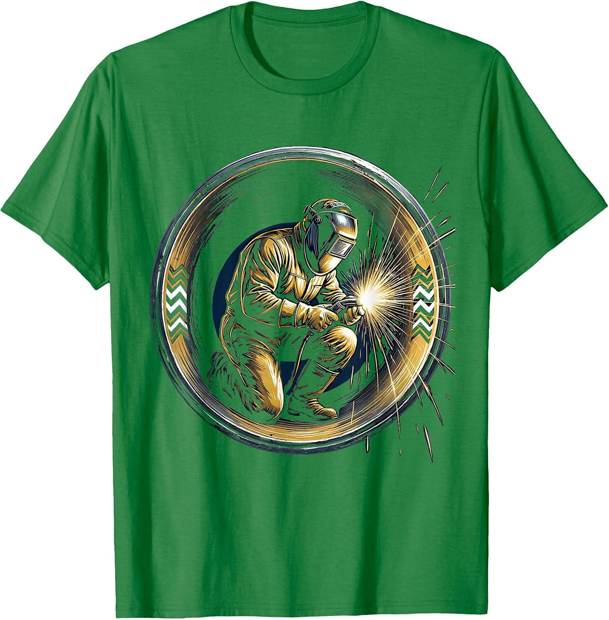 Men's Welder Inside Steel Pipe Graphic Tee T-Shirt - Kelly Green